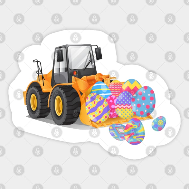 Funny Easter And Excavator Design Eggscavator To Celebrate Easter Sunday 2022 Sticker by HBart